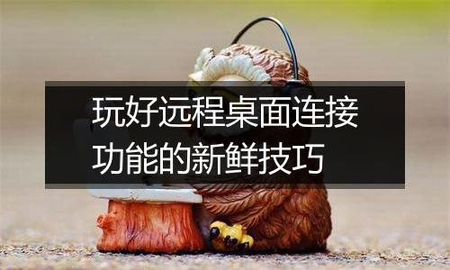 玩好远程桌面连接功能的新鲜技巧
