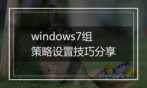 windows7组策略设置技巧分享