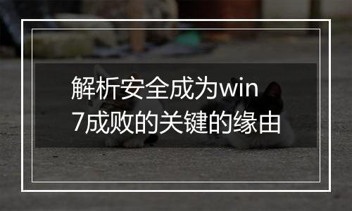 解析安全成为win7成败的关键的缘由