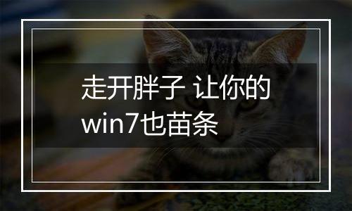 走开胖子 让你的win7也苗条