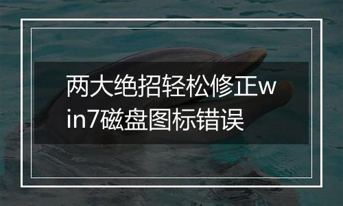 两大绝招轻松修正win7磁盘图标错误