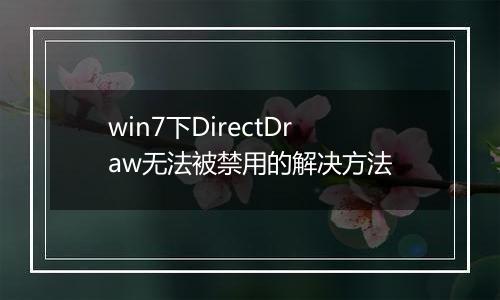 win7下DirectDraw无法被禁用的解决方法