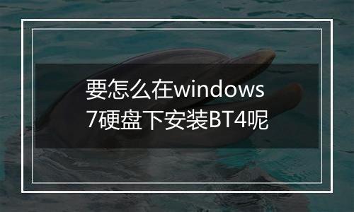 要怎么在windows7硬盘下安装BT4呢