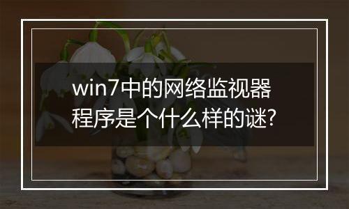 win7中的网络监视器程序是个什么样的谜?