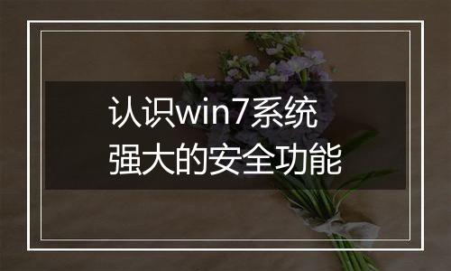 认识win7系统强大的安全功能