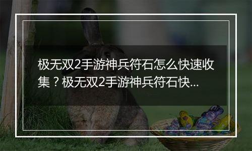 极无双2手游神兵符石怎么快速收集？极无双2手游神兵符...