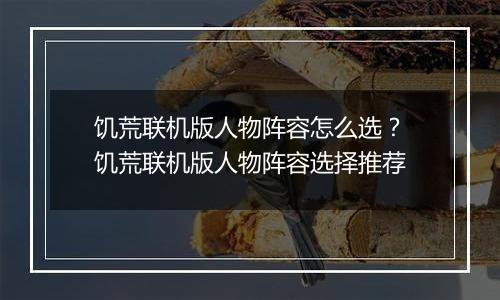 饥荒联机版人物阵容怎么选？饥荒联机版人物阵容选择推...