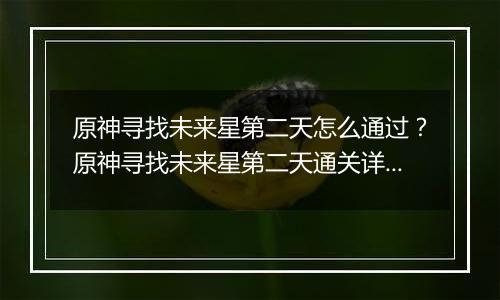 原神寻找未来星第二天怎么通过？原神寻找未来星第二天...