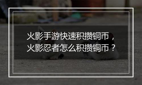 火影手游快速积攒铜币，火影忍者怎么积攒铜币？