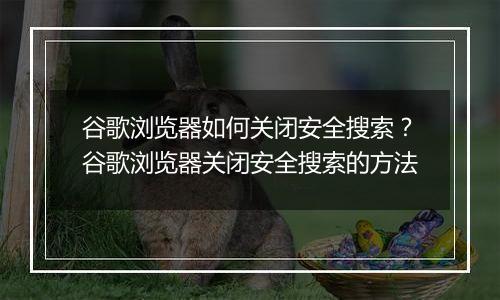 谷歌浏览器如何关闭安全搜索？谷歌浏览器关闭安全搜索...